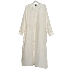 THE FISHER PROJECT 100% Silk Ivory Button Front Maxi Dress Minimalist Luxury XL